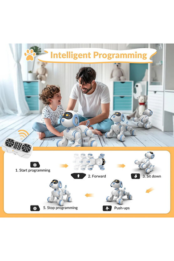 Uzaktan Kumandalı Şarjlı Çok Fonksiyonlu Eğitici ve Öğretici İnteraktif Akıllı Robot Köpek