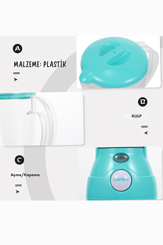 Pembe Blender Oyuncak Işıklı Aksesuarlı Gerçekçi Hareketli Blender Evcilik Aktivite Oyunu