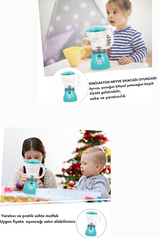 Pembe Blender Oyuncak Işıklı Aksesuarlı Gerçekçi Hareketli Blender Evcilik Aktivite Oyunu