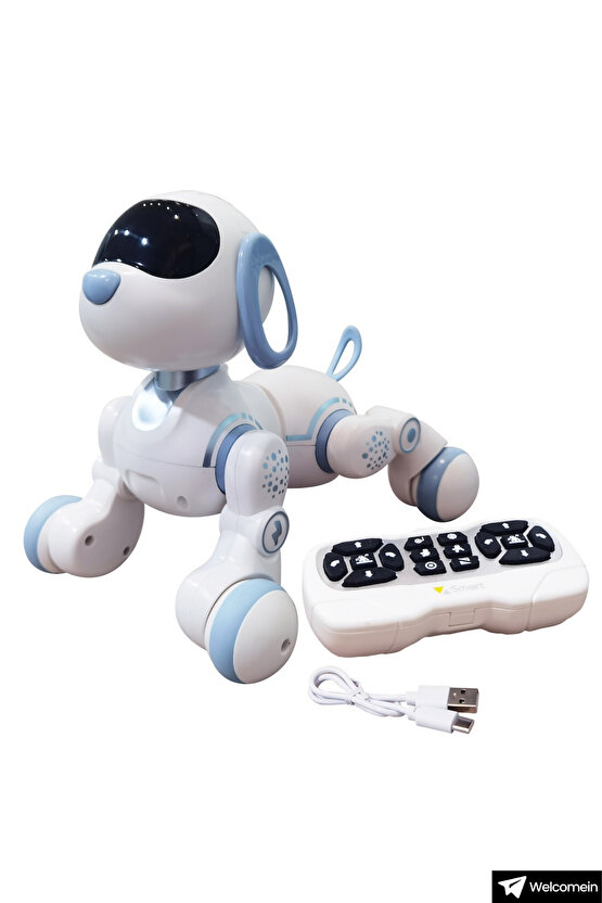 Oyuncak 30 Fonksiyon Uzaktan Kumandalı Şarjlı Sesli Işıklı Dokunma Algılama Programlama Robot Köpek