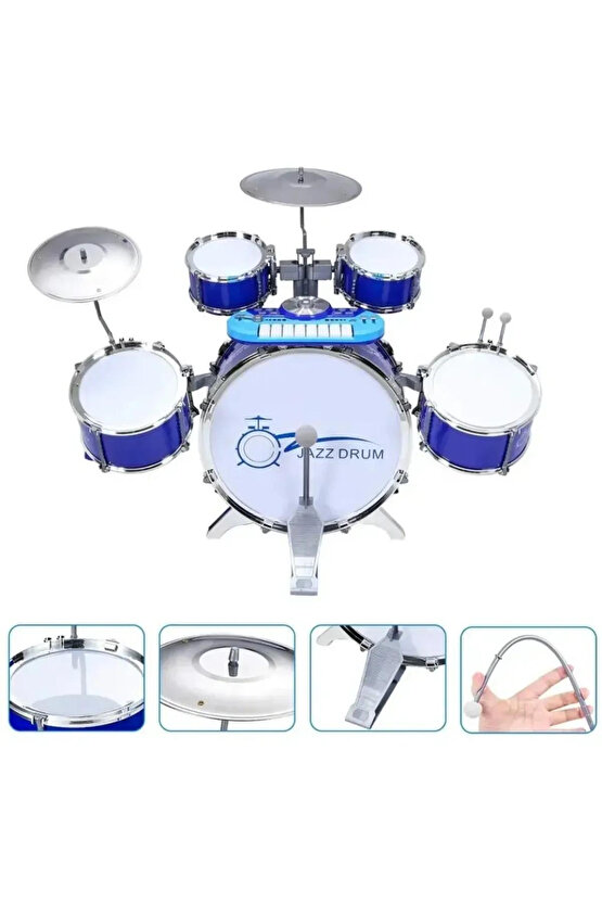 Çocuklar Için Eğitici Mikrofonlu Mp3 Çalar Bateri Caz Davul Eğitim Enstrüman Klavye Seti Müzisyen