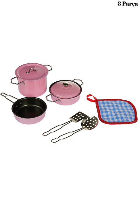 Oyuncak 8 Parça Metal Tencere Ve Tava Seti Paslanmaz Emaye Tencere