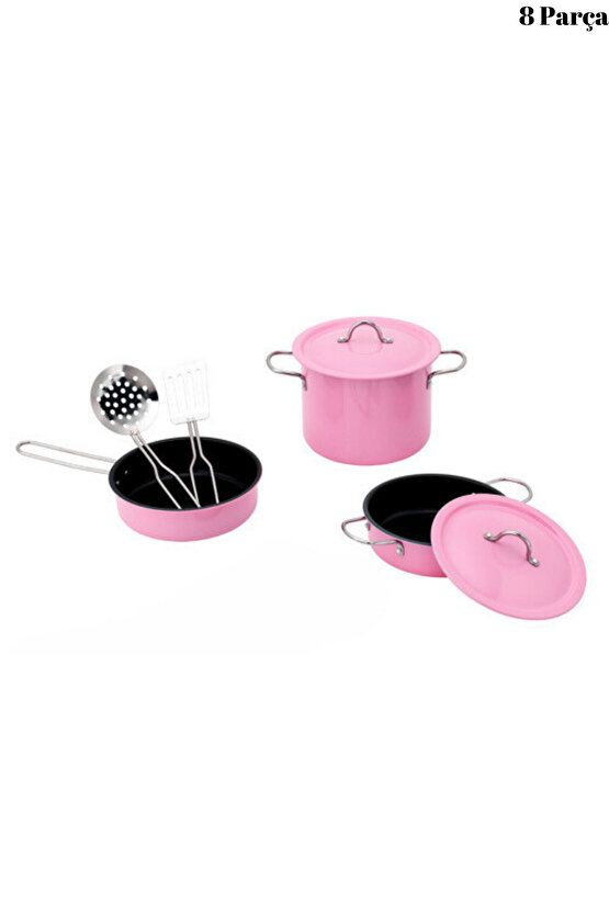 Oyuncak 8 Parça Metal Tencere Ve Tava Seti Paslanmaz Emaye Tencere