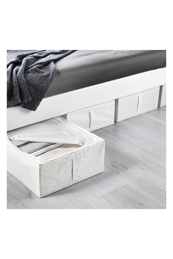 Hurç, Beyaz, 43x53x19 Cm, Yatak Altı Yastık Çarşaf Nevresim Giysi Saklama Kutusu Hurç Kutu