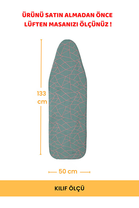 Ütü Masası Kılıfı Örtüsü Bezi, Keçeli,süngerli,lastikli Yanmaz Ayarlanabilir 50x133 Cm