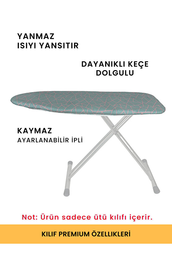Ütü Masası Kılıfı Örtüsü Bezi, Keçeli,süngerli,lastikli Yanmaz Ayarlanabilir 50x133 Cm