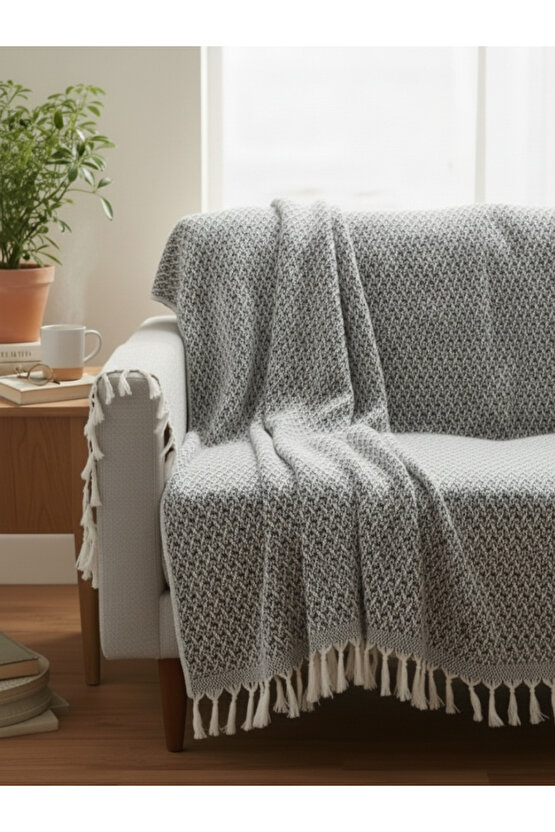 Çok Amaçlı Örtü Koltuk Çekyat Kilim Yatak Piknik Örtüsü Zemin Kaplama Yıkanabilir Saçaklı 170x200 CM