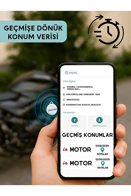 Mini Ios Android Uyumlu Airtag Geçmişe Dönük Konum Gps Araç Motor Çocuk Gizli Takip Cihazı
