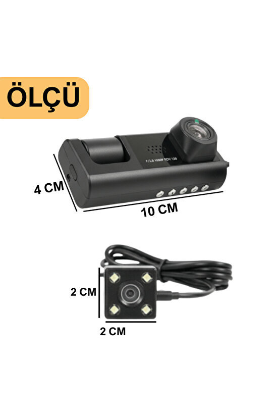 Araç İçi Kamera Trafik Kamerası Mikrofonlu Yol Takip 3 Kamera Sürücü Yol Ekranlı Kamera Kayıt Cihazı