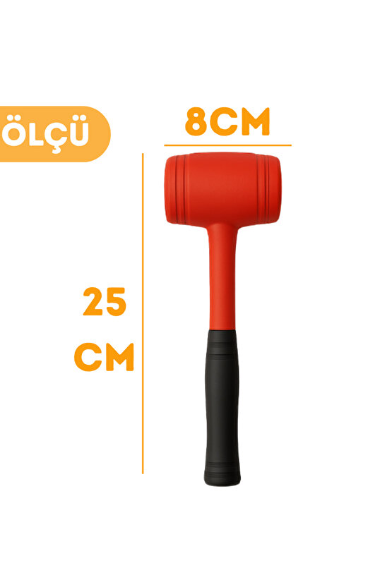 50lik Kauçuk Tokmak Fayansçı Tokmağı Çadır Zemin Sabitleme Çelik Seramik Döşeme Tadilat Kırmızı Renk