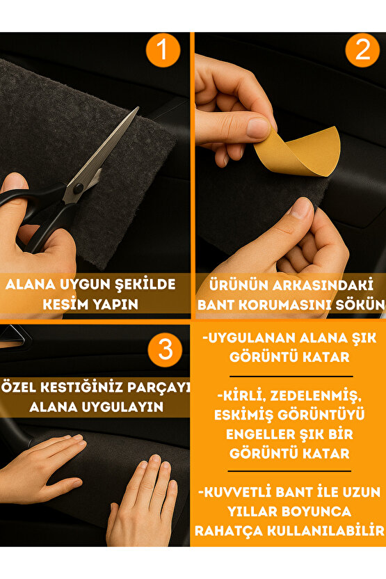 Kendinden Yapışkanlı Torpido Kaplaması Keçe Oto Kapı Bagaj Dayanıklı Uzun Ömürlü Araç Kaplama 3mm