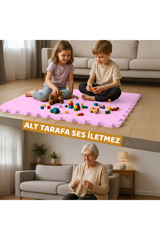 Tatami Zemin Karosu Spor Zemin Çocuk Odası Matı Ses Yalıtımlı Karo Halı Eva Panel Pembe 50 Cm
