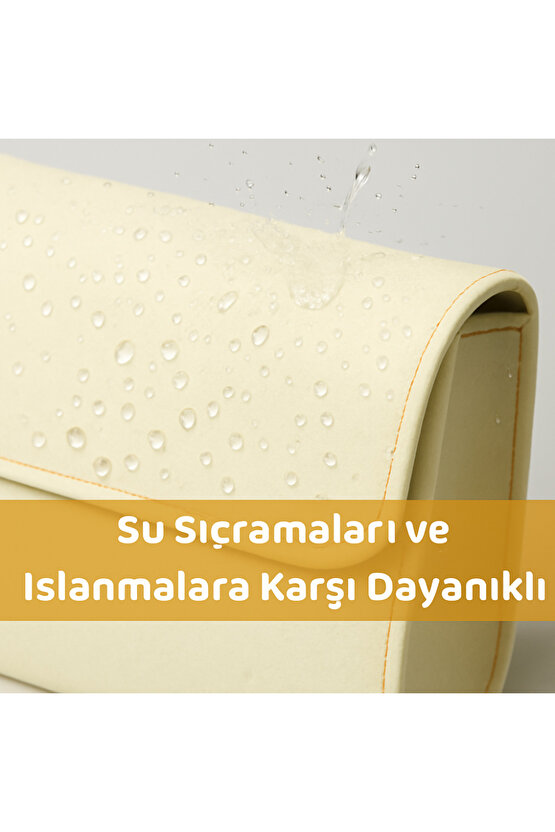 Beylini Premium Keçe Araç Bagaj Organizeri Suya Dayanıklı Pratik Taşınabilir Katlanabilir Bej