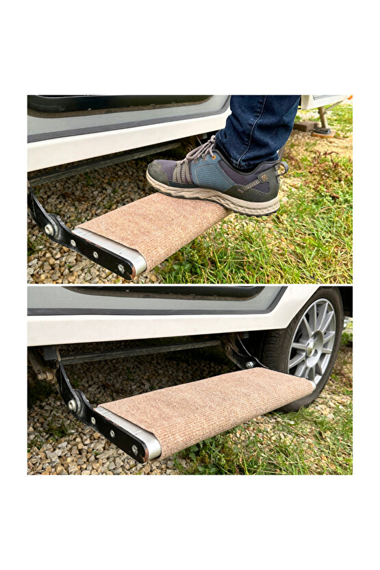 Dayanıklı Karavan Basamak Halısı  Kolay Temizlenebilir  Yırtılmaz Koruyucu Halı (58x50 - Deve Tüyü)