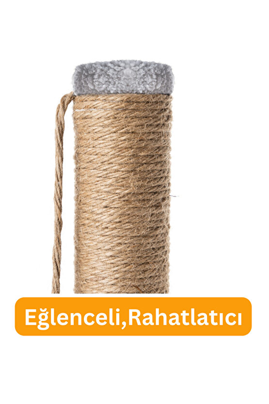 Çubuk Kedi Tırmalama Tahtası Peluş Kumaş Silinebilir Demonte 40 cm Gri Renk