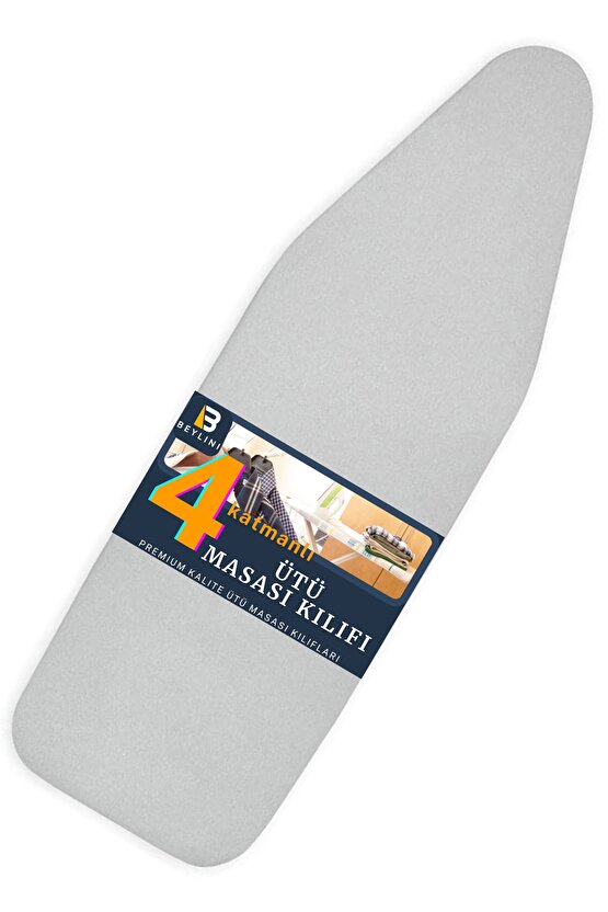 Ütü Masası Kılıfı Örtüsü Bezi Keçeli Süngerli Lastikli Yanmaz Ayarlanabilir 50x150 Cm Gri