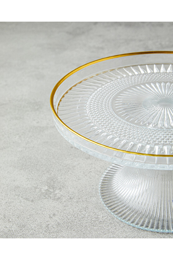 Glimmer Cam Ayaklı Sunumluk 16 cm Şeffaf-Gold