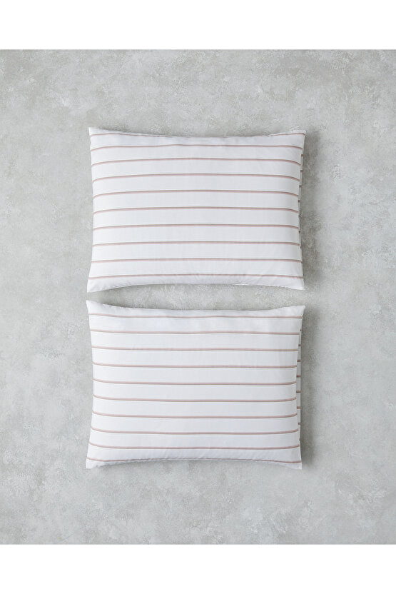 Serene Stripes Pamuklu 2li Yastık Kılıfı 50x70 cm Pembe