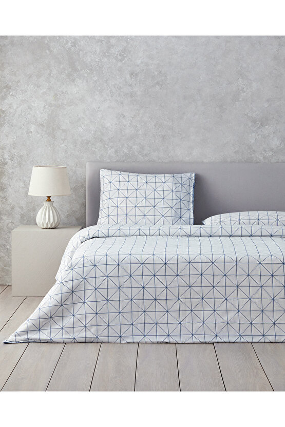 Modern Diamond Çift Kişilik Nevresim Seti Mavi
