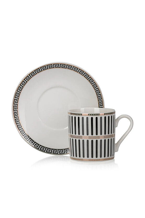 minimalist Şıklık: Siyah Çizgili 2 Kişilik Kahve Fincan Takımı