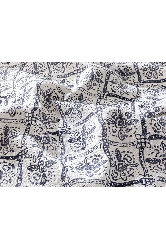 Gem Roses Baskılı Çift Kişilik Pike 200x220 cm Indigo