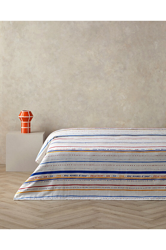 Coastal Stripe Çift Kişilik Pike Kırmızı