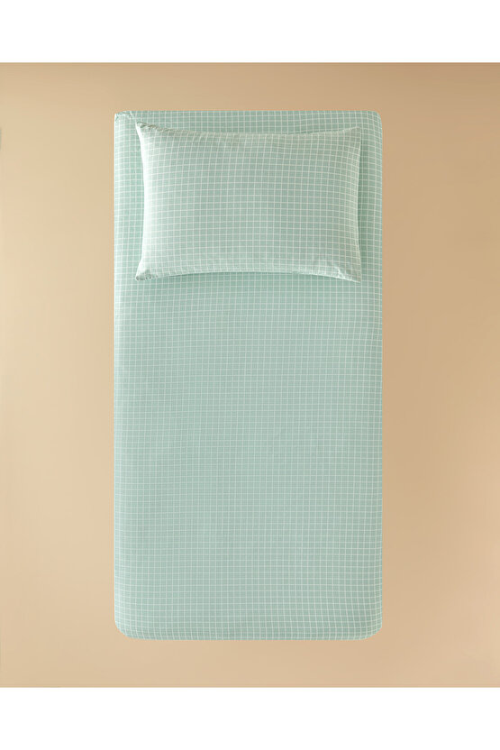 Pure Line Pamuklu Çocuk Lastikli Çarşaf Takımı Seledon