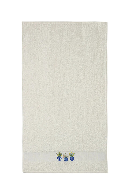 LCW Ekru Nakışlı Pamuklu Yüz Havlusu 50x80 Cm