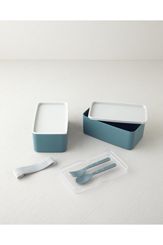 Mezaluna Time Plastik 2 Katlı Lunch Box 1 L- 1 L Yeşil