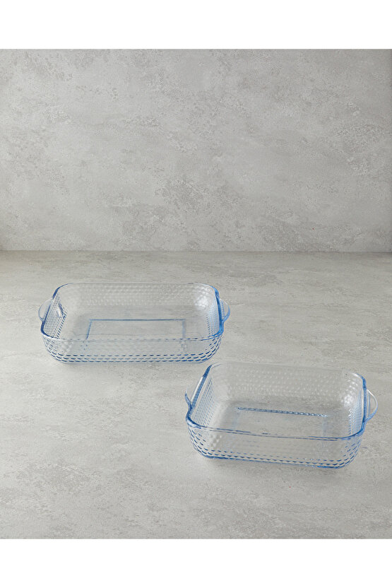 Bake&Serve Cam 2’li Kare Fırın Kabı 27x30-21x23 cm Şeffaf