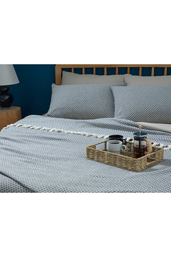 Willow Dokuma Tek Kişilik Yatak Örtüsü Takımı 160x240 Cm Gri