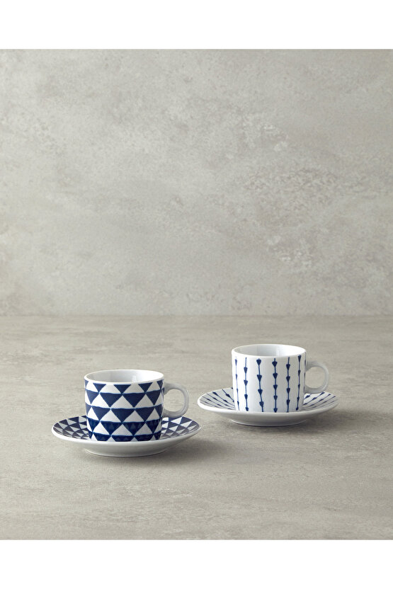 Trin Porselen Kahve Fincan Takımı 4 Parça 2 Kişilik Lacivert