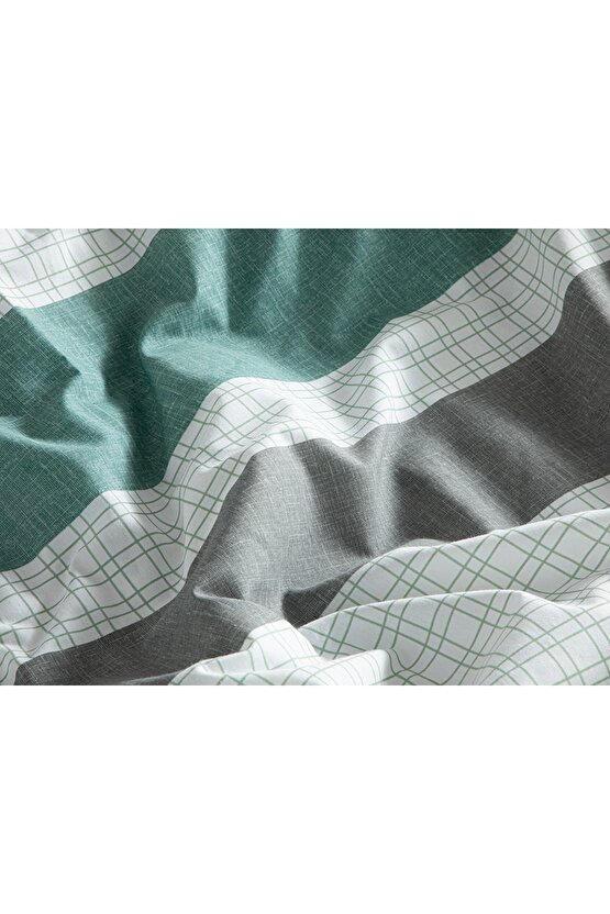 Bold Line Kolay Ütülenir Çift Kişilik Nevresim Seti 200x220 Cm Yeşil