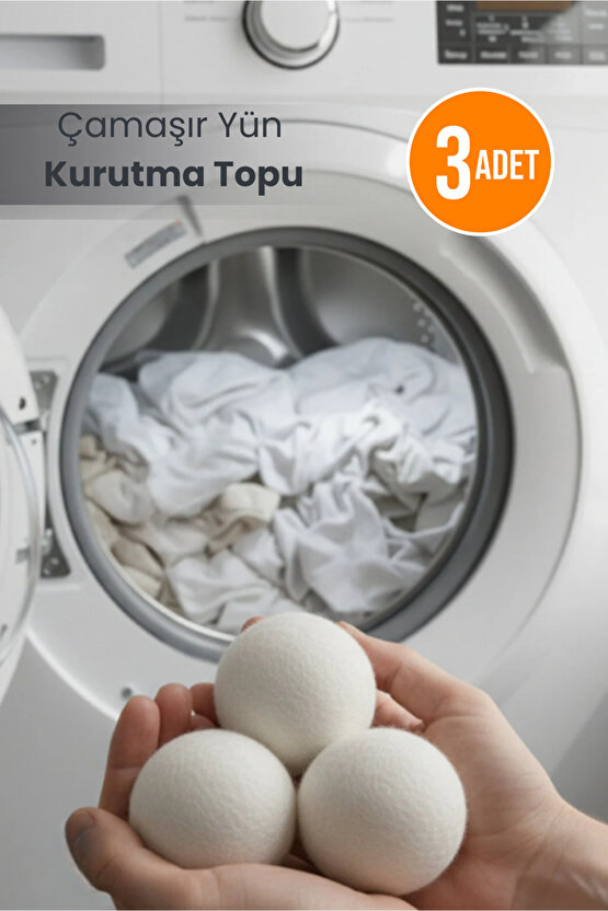 3lü Çamaşır Yün Kurutma Topu