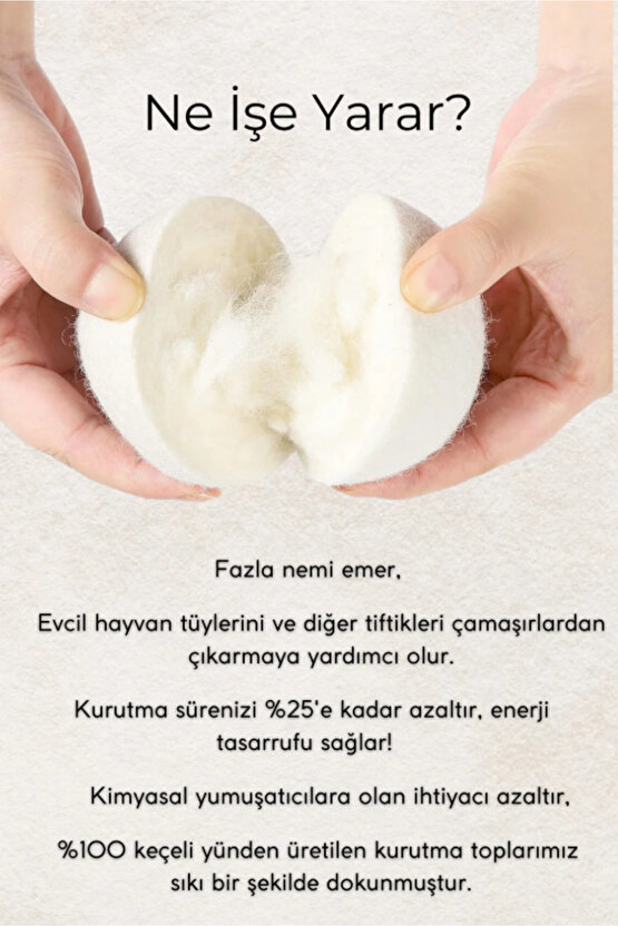 3lü Çamaşır Yün Kurutma Topu