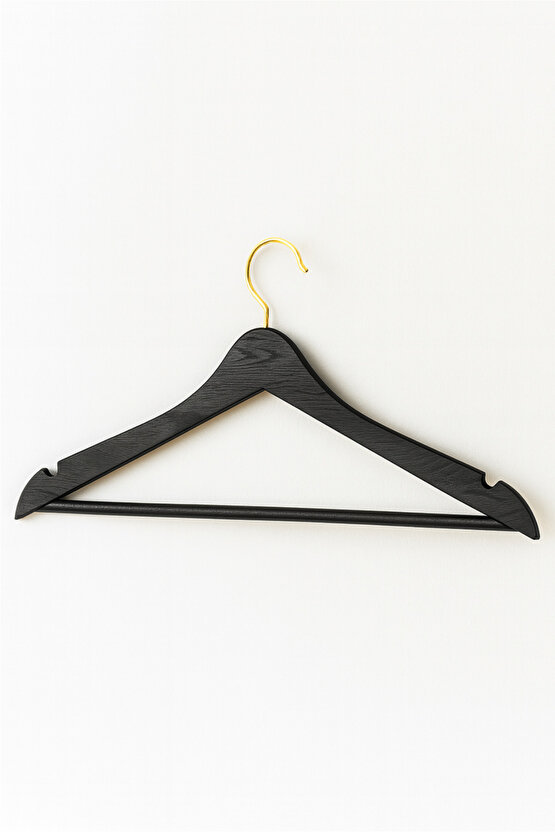 12 Adet - Ahşap Görünümlü Plastik A Kalite Elbise Askısı Tshirt Pantolon Askı