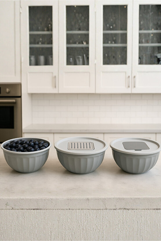 Gri Rendeli Karıştırma Kabı Saklama Kabı ve Mikser Kabı