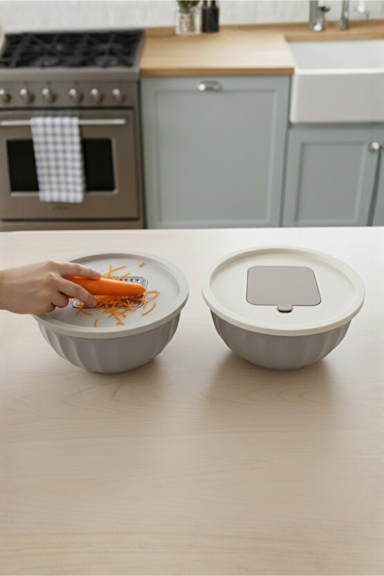 Gri Rendeli Karıştırma Kabı Saklama Kabı ve Mikser Kabı