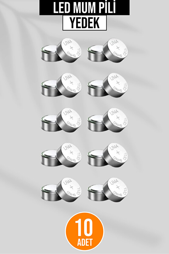 10 Adet - Yedek Pil | Pilli Ledli Mumlar Için +12 Saat Giden Yeni Ek Lr44 Düğme Ag13 Batarya