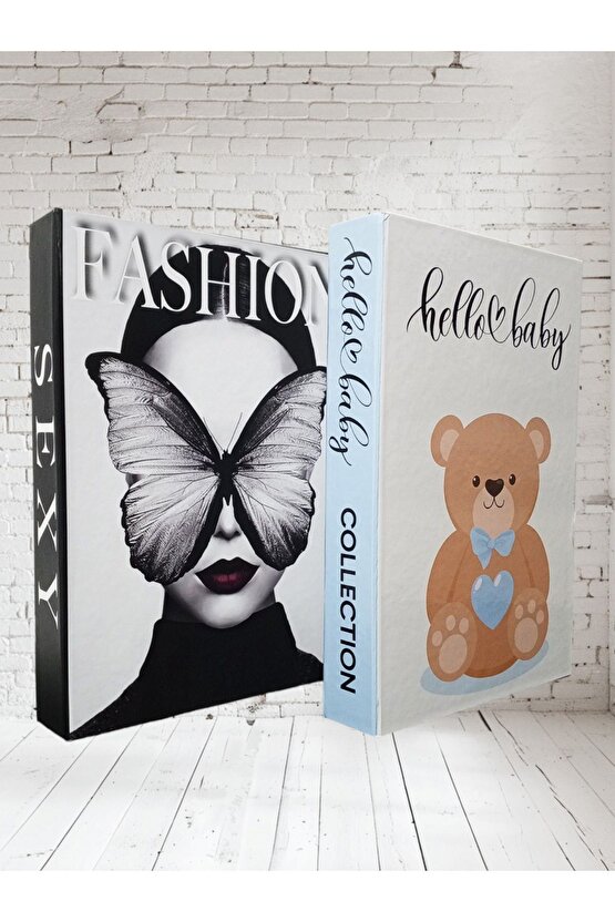Dekoratif Kitap Görünümlü Kutu 2li Set Decorative Book Looking Box