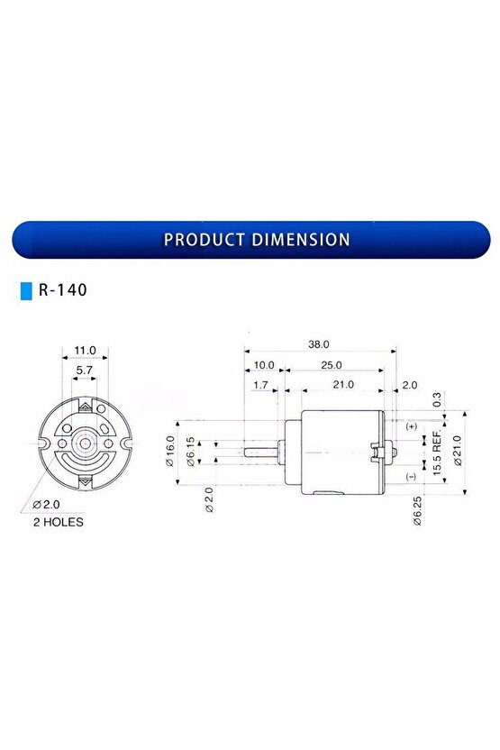 Dc Motor 1.5 - 6 Volt Arduino R140 Mikro Motor