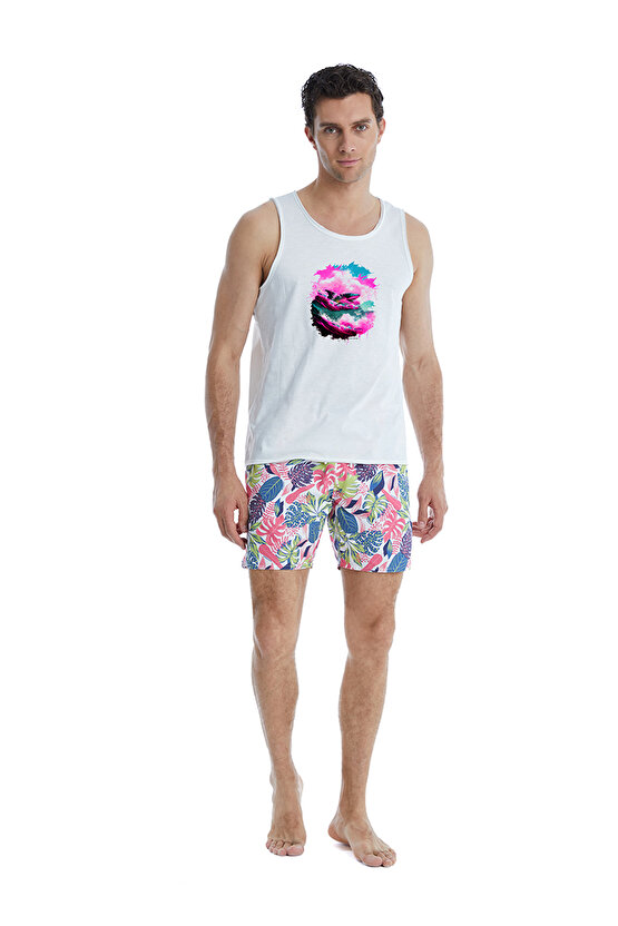 Yuvarlak Yaka Düz Beyaz Erkek T-Shirt 10635