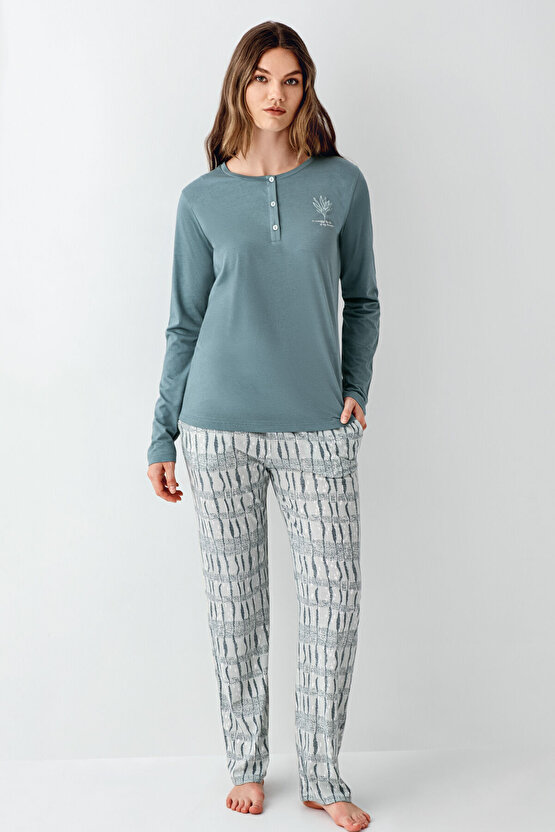 Kadın Yeşil Pijama Takımı