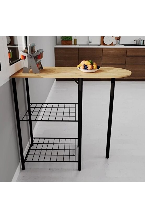 Mutfak Bar Masa Sandalye Takımı Katlanır Döşemeli Bar Sandalye 2 Kişilik Çam 1313