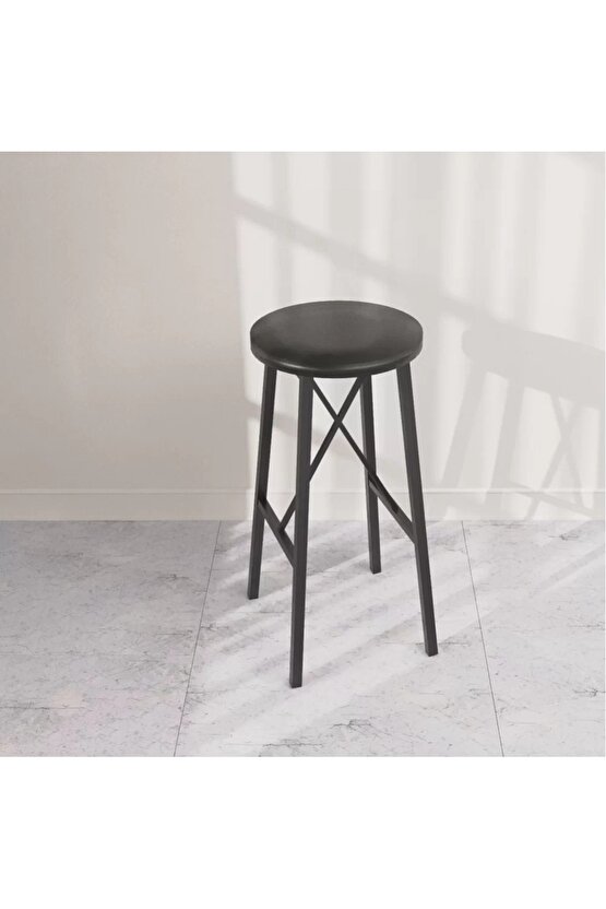 Siyah Döşemeli Bar Sandalyesi Bar Taburesi Mutfak Sandalyesi 1305