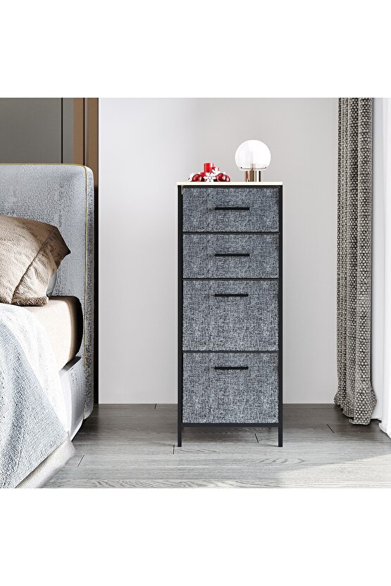 Çok Amaçlı Dolap 4 Çekmeceli Komodin Sehpa