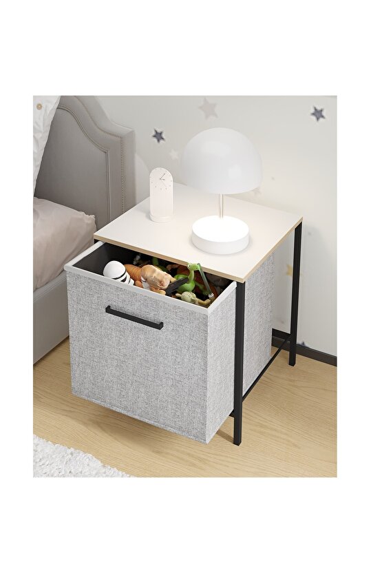 Çocuk Dolap 1 Çekmeceli Komodin Sehpa Gri 1597