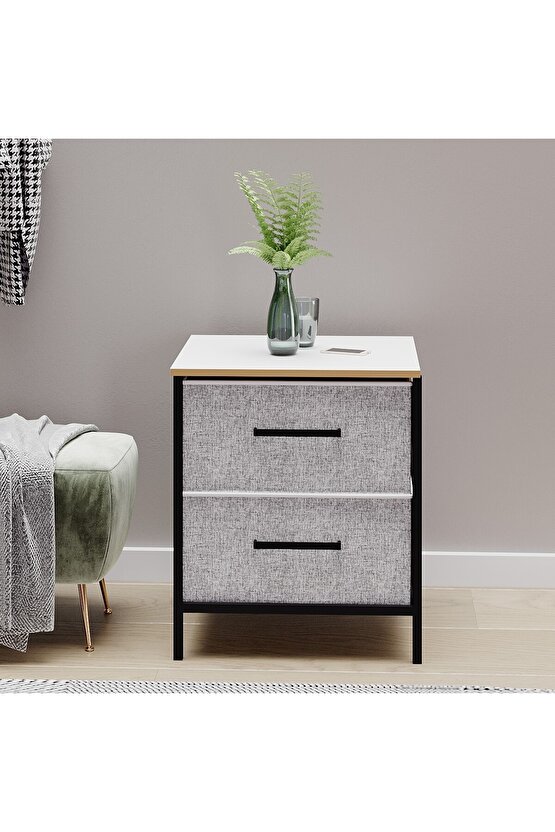 2 Çekmeceli Çok Amaçlı Dolap Komodin Sehpa