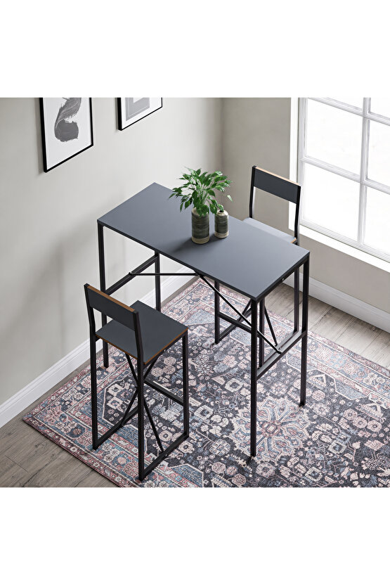 Gzl Bar Masa Bar Sandalye Yemek Masa Sandalye Takımı Füme 1581