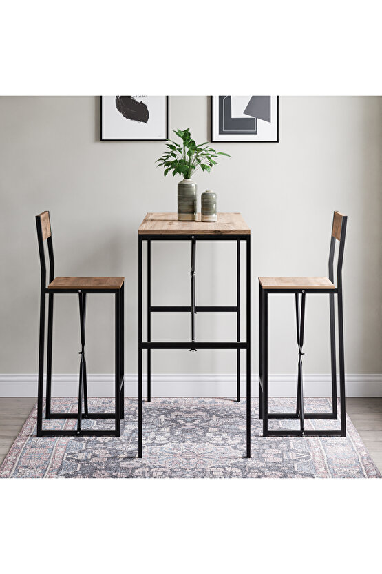 Gzl Bar Masa Bar Sandalye Yemek Masa Sandalye Takımı Çam 1579